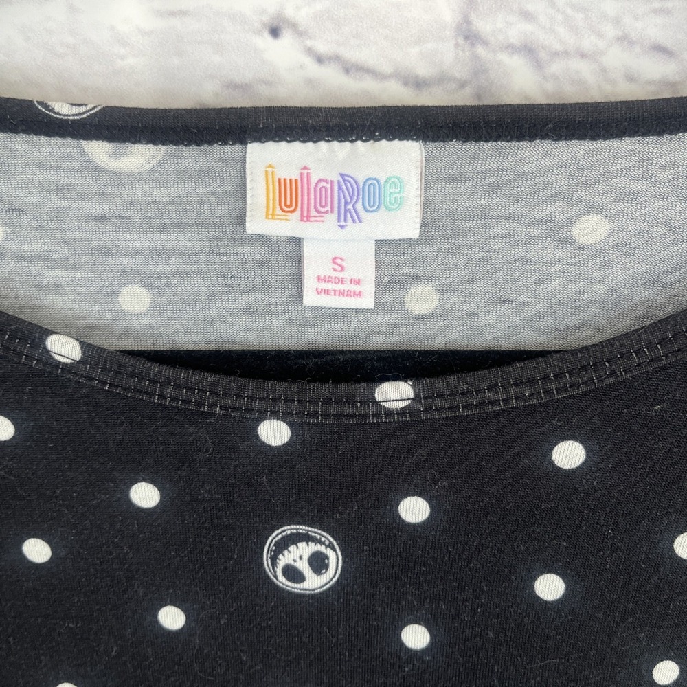 Lularoe Disney Nightmare Before Christmas Jack Skellington Faces & Polka Dot Top - Picture 10 of 14